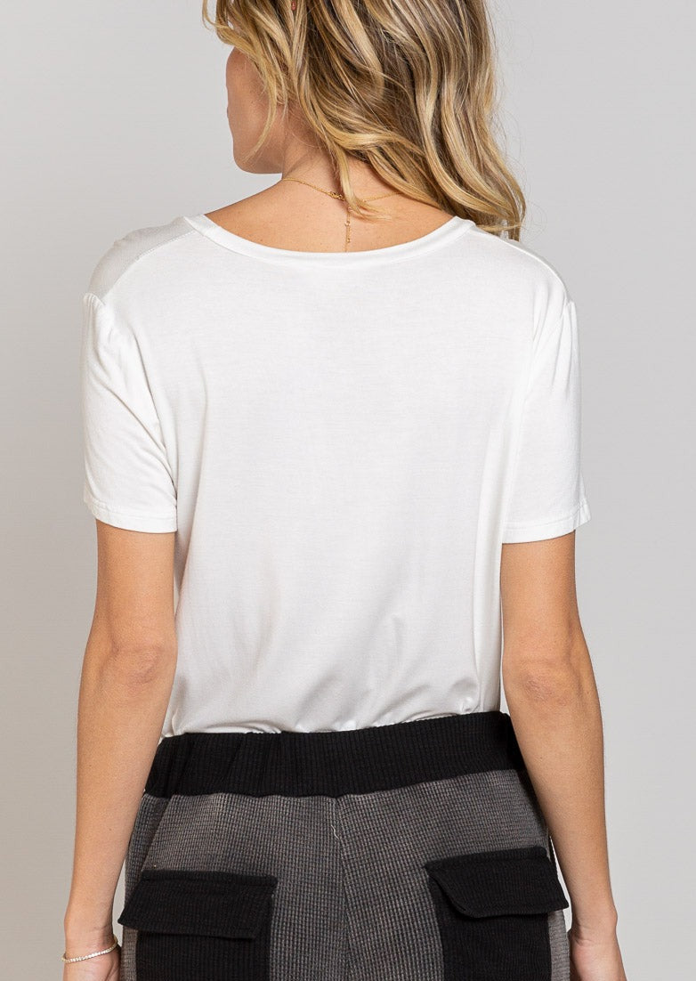 Ivory Scoop Neck Tee 