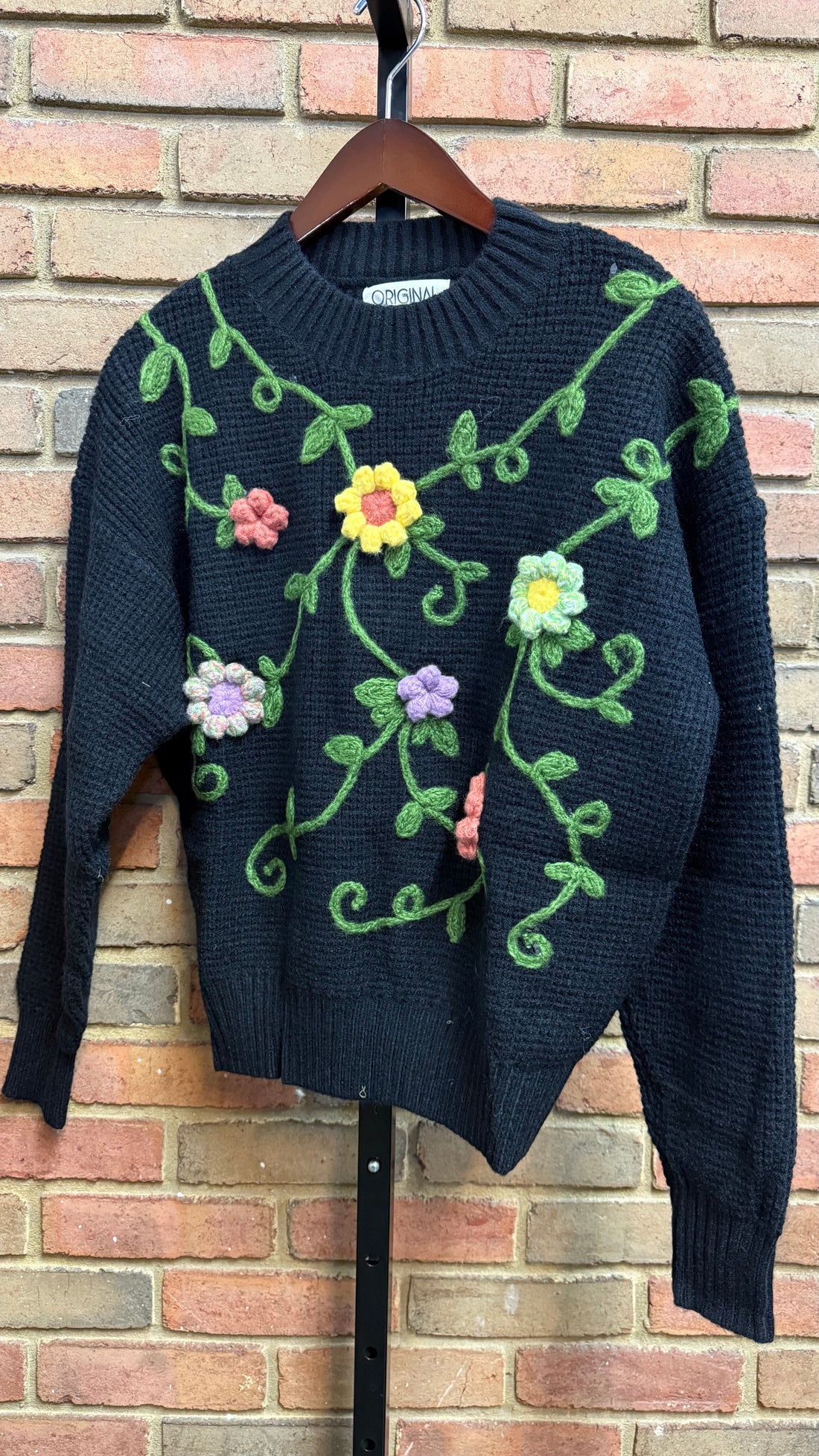 Embroidery Floral Vines Sweater