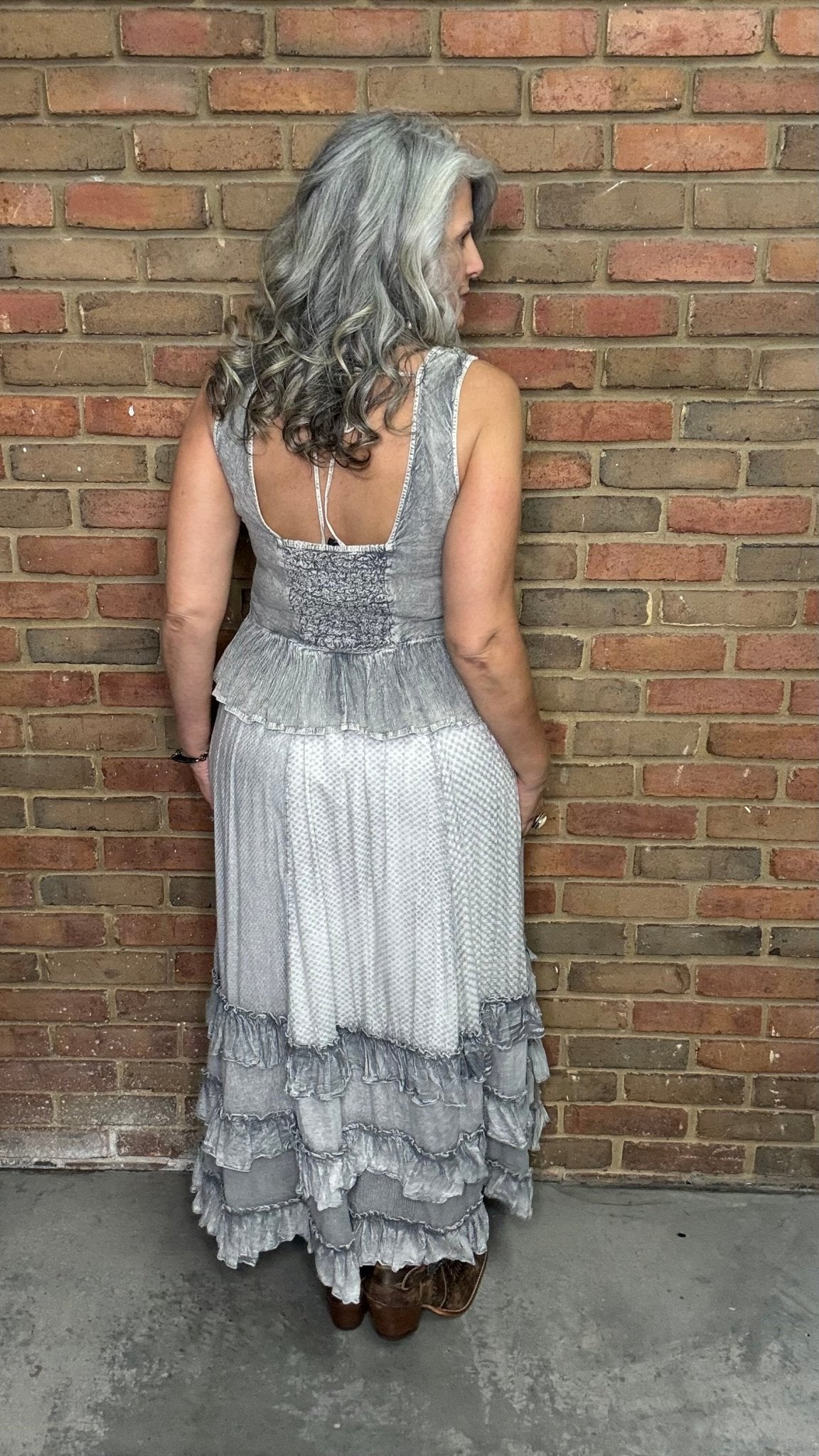 Grey Ruffle Skirt - Vintage Vault Boutique