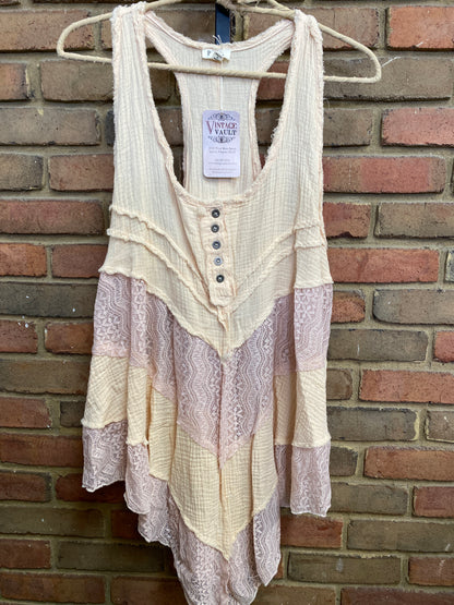 Lace Gauze Racerback. Size M