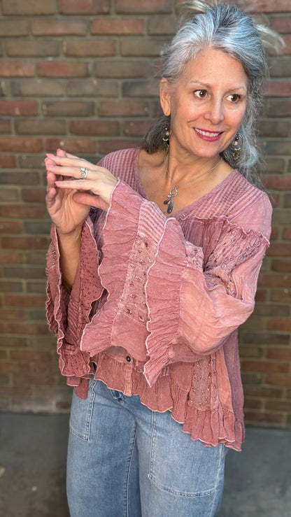 Dreamy V-Neck Ruffled Top