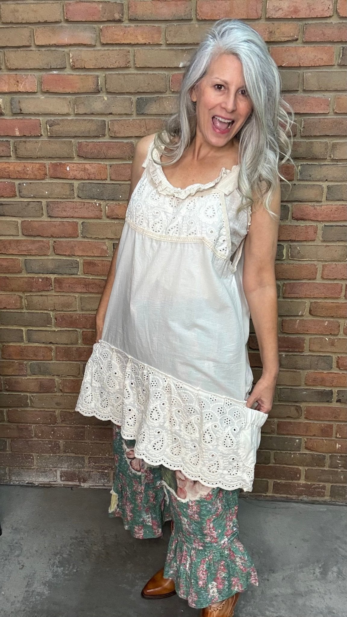 Ivory Pocket Camisole Dress - Vintage Vault Boutique