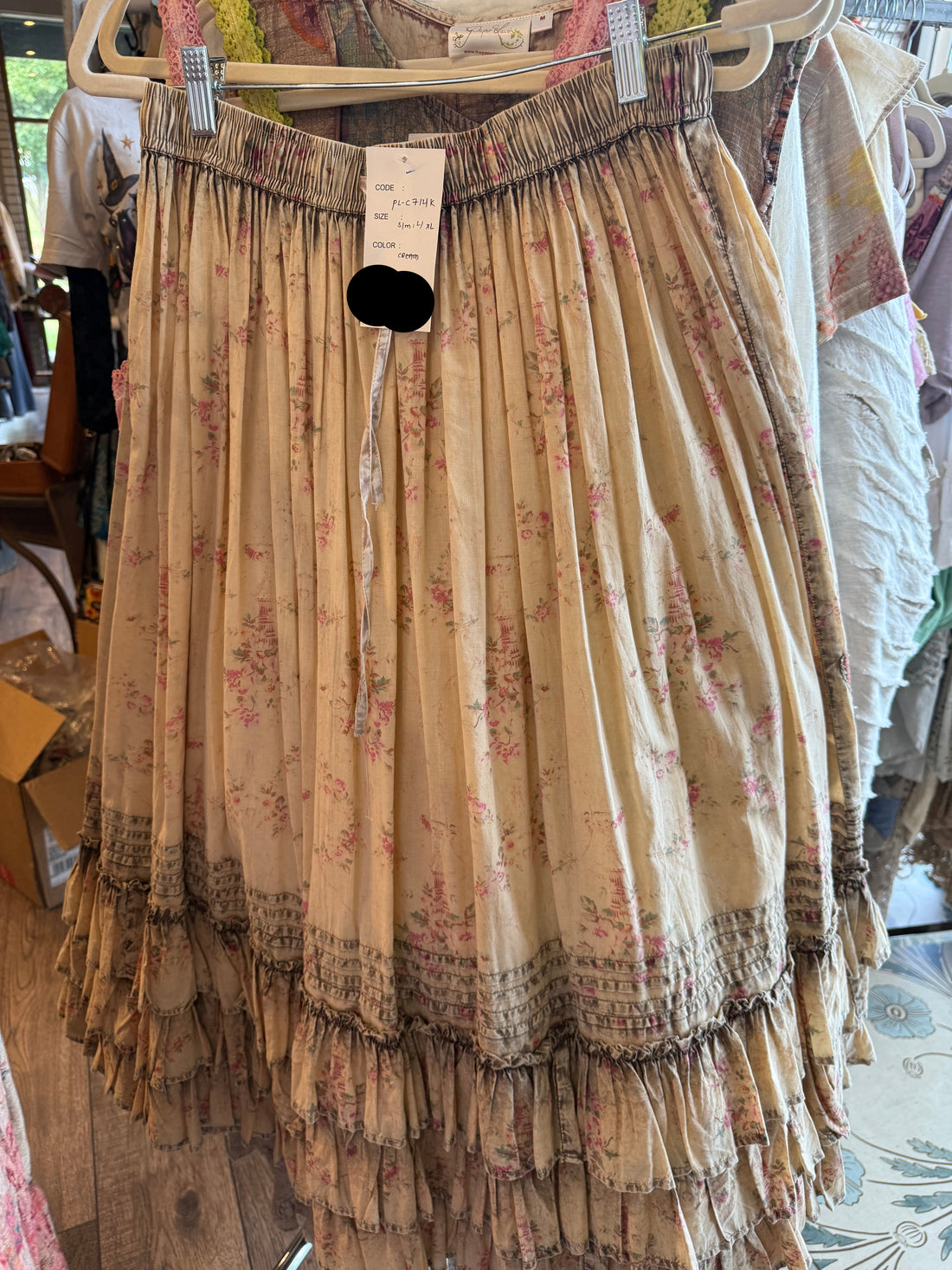 Vintage Wash Pin Tuck Ruffle Skirt