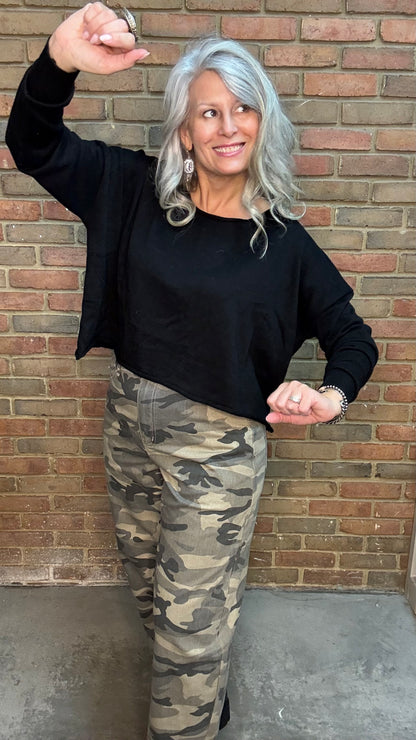 Black Sweater Crop Top