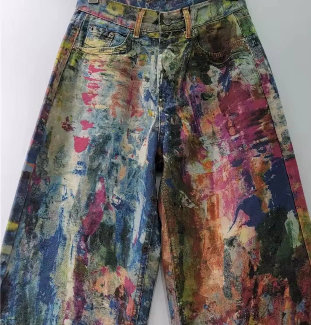 Printed Denim Jeans - Vintage Vault Boutique