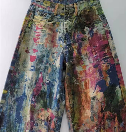 Printed Denim Jeans - Vintage Vault Boutique