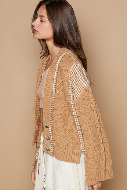 Mixed Sweater Jacket Mocha 