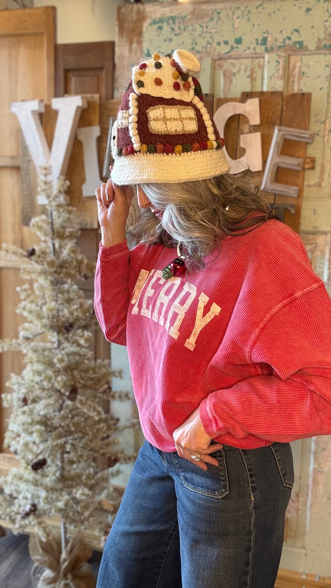 Gingerbread House Knitted Hat