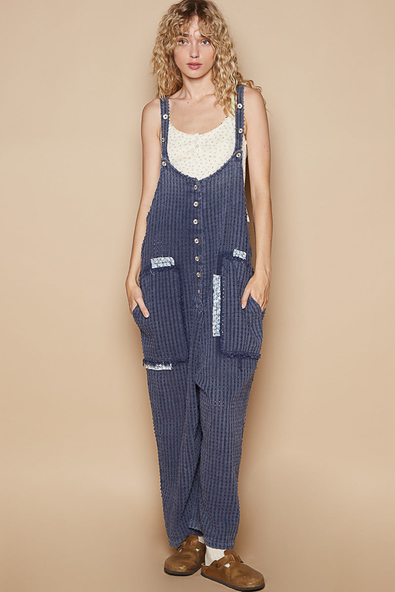 Indigo Textured Overall Pants 