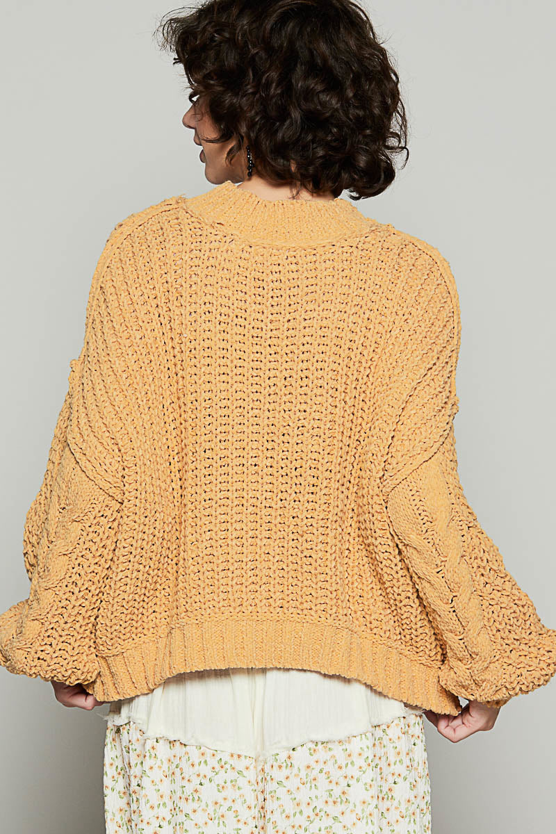 Honey Gold Cable Knit Sweater