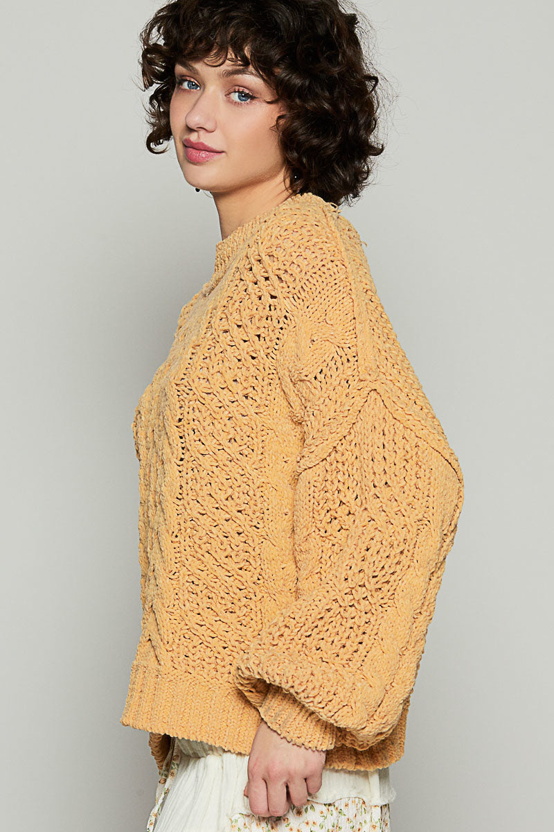 Honey Gold Cable Knit Sweater