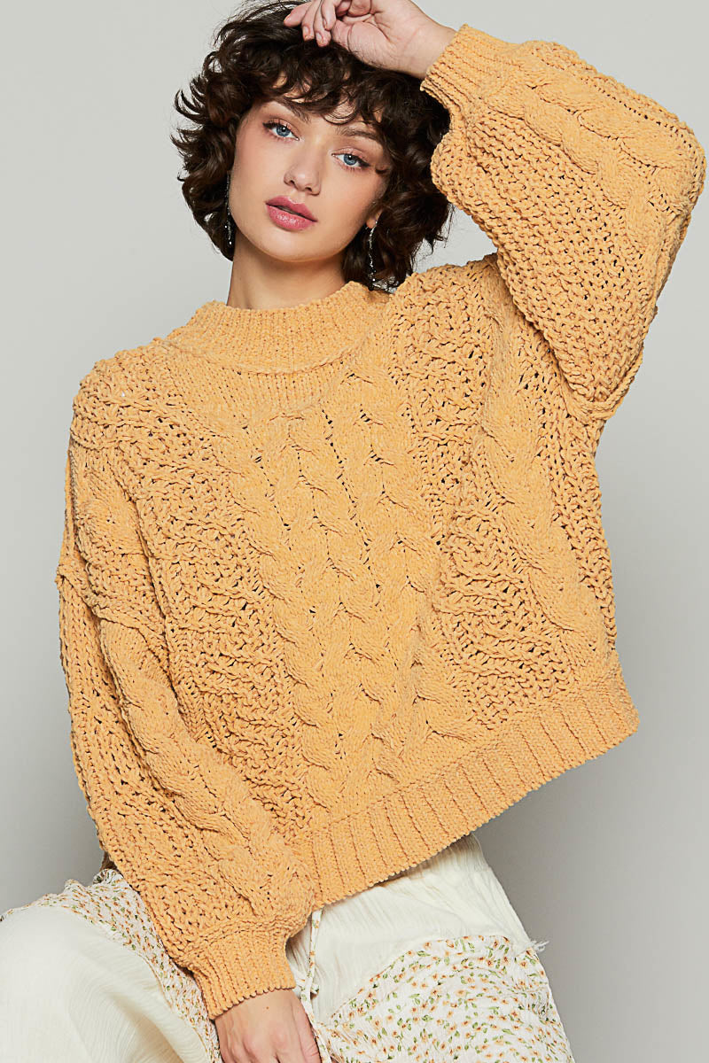 Honey Gold Cable Knit Sweater