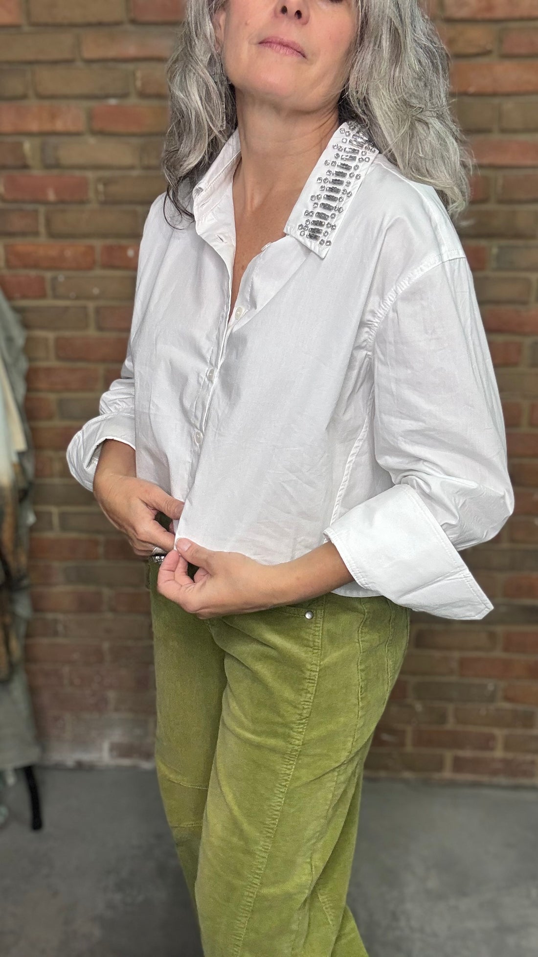 Cotton Embellished Collar Shirt