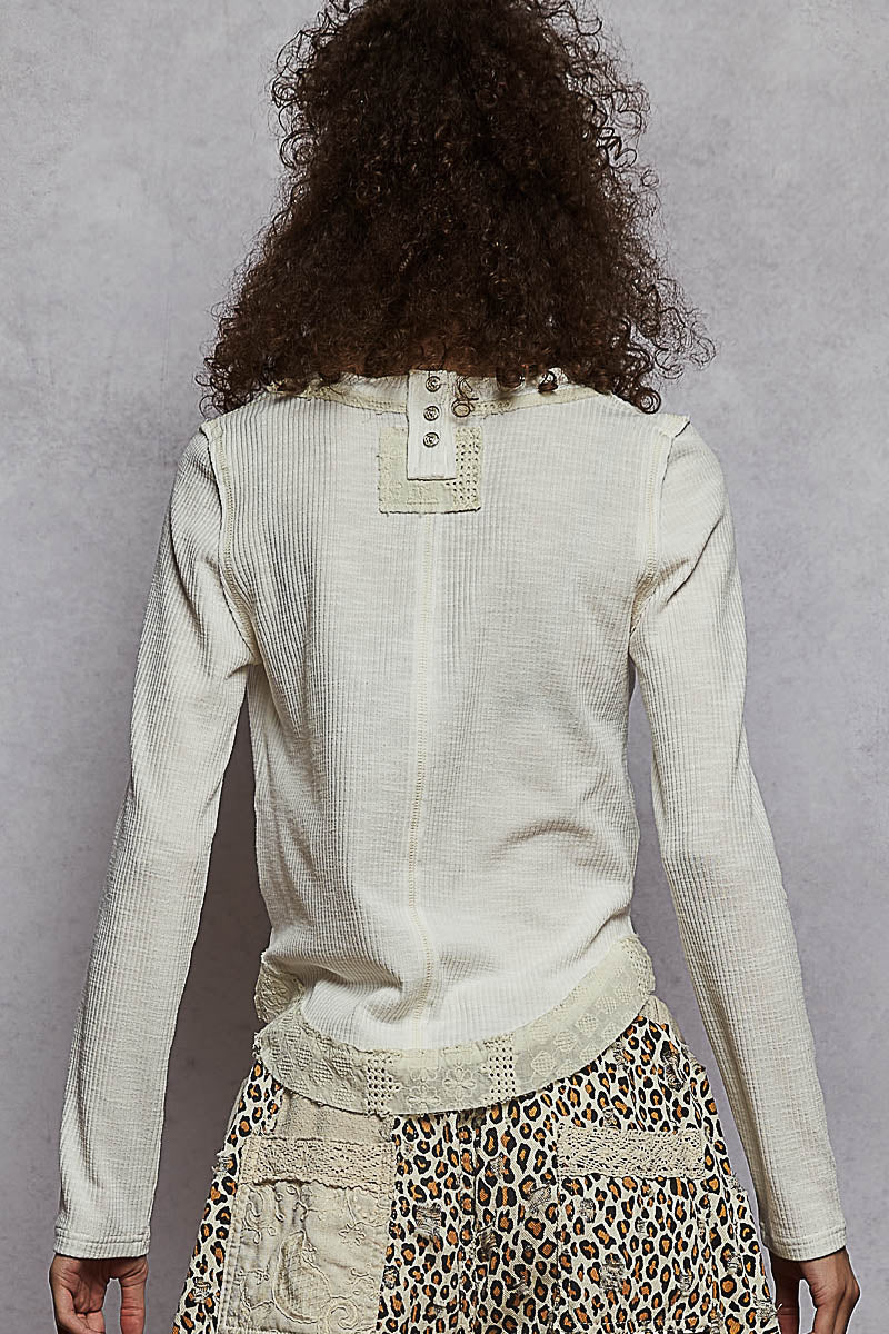 Ivory Ribbed Round Neck Top