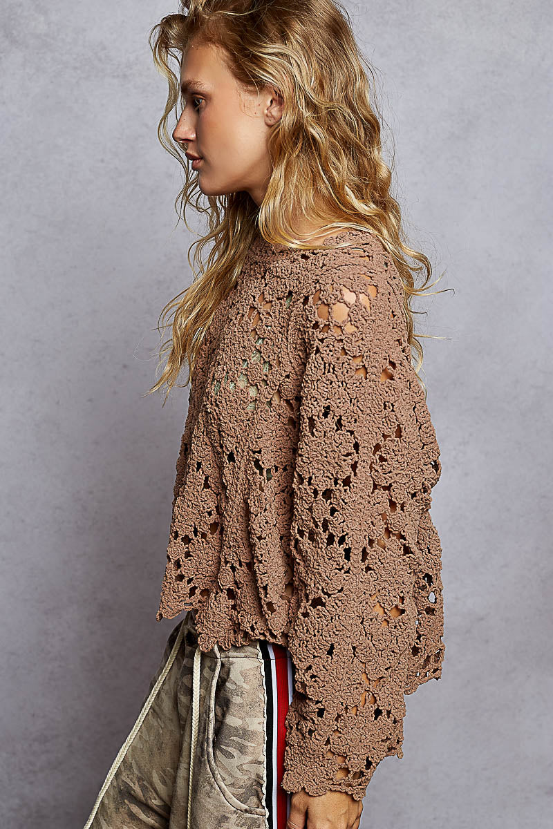 Chocolate Open Crochet Topper