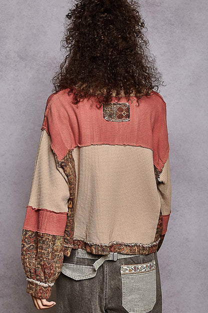 Brick Mix V-Neck Top