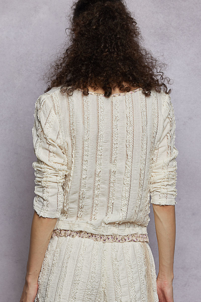 Cream Lace Detail Top