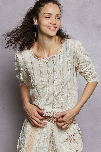 Cream Lace Detail Top