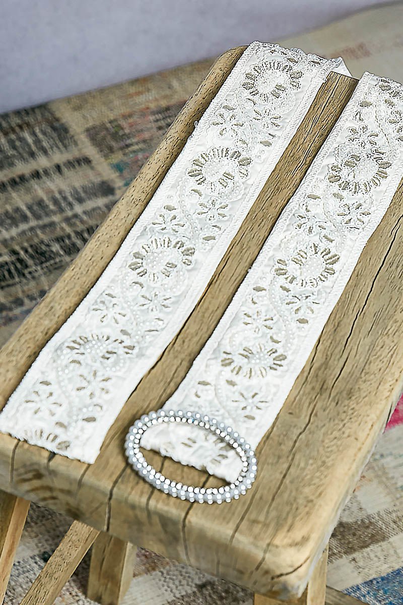 Oval Buckle Embellished Belt - Vintage Vault Boutique