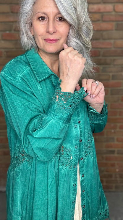 Emerald Vintage Lace Jacket
