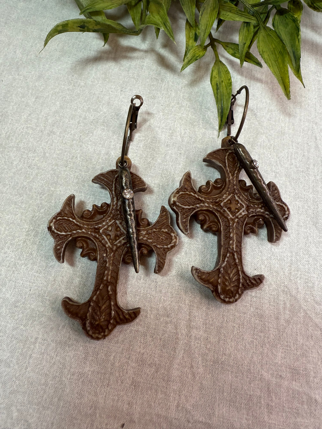 Ornate Cross with Spike Earrings