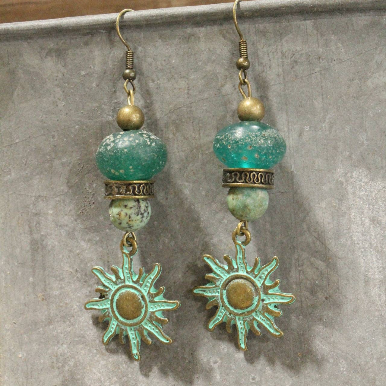 Day &amp; Night Bronze Charmed Drop Earrings - Vintage Vault Boutique