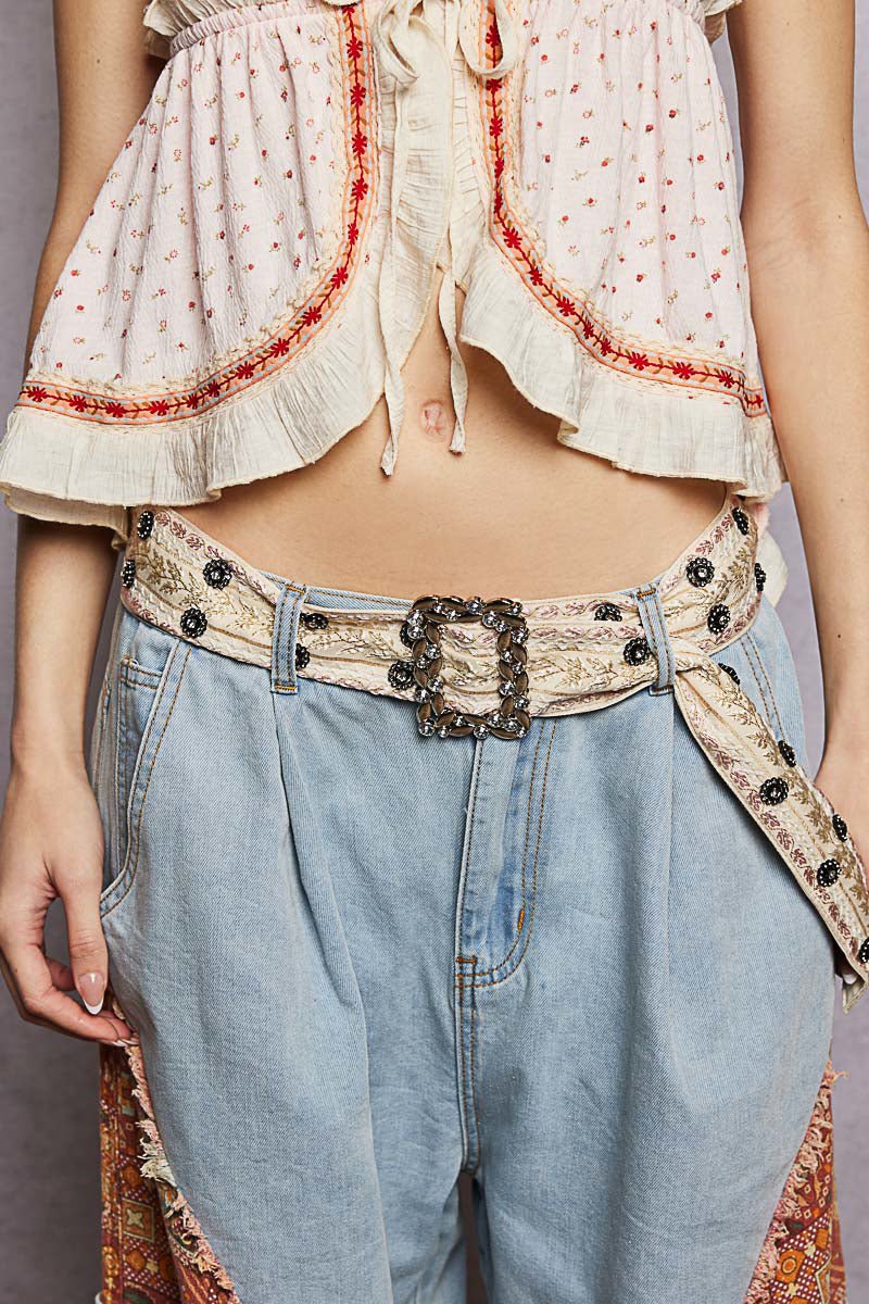 Vintage Buckle Embellished Studded Belt - Vintage Vault Boutique