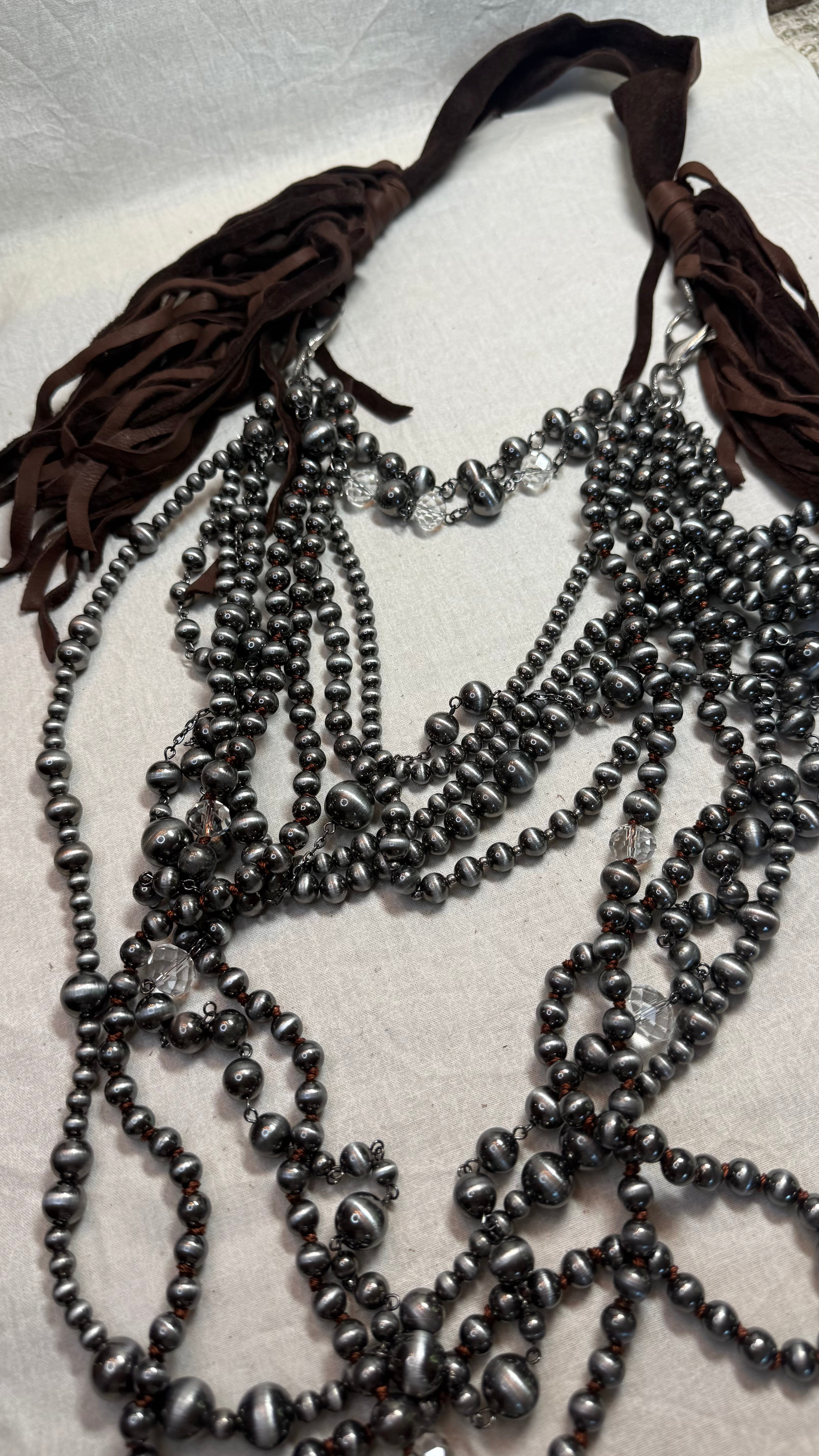 Dripping in Pearls - Silver Necklace