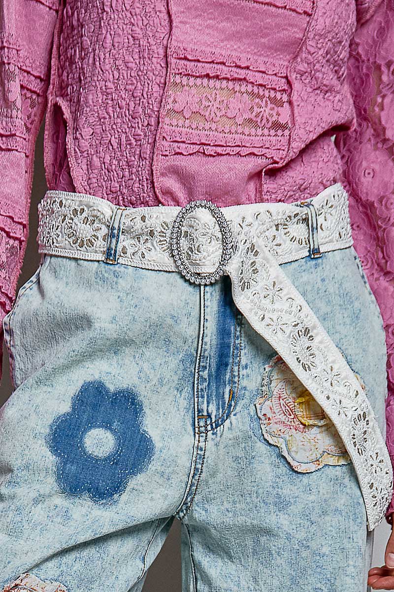 Oval Buckle Embellished Belt - Vintage Vault Boutique
