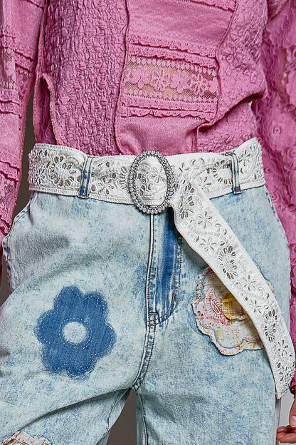 Oval Buckle Embellished Belt - Vintage Vault Boutique