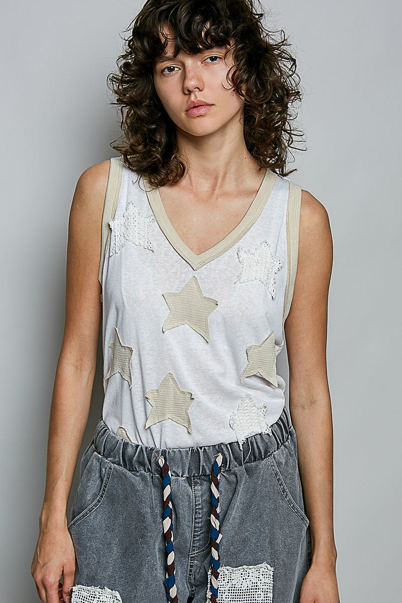 Star Applique Tank Top - Vintage Vault Boutique