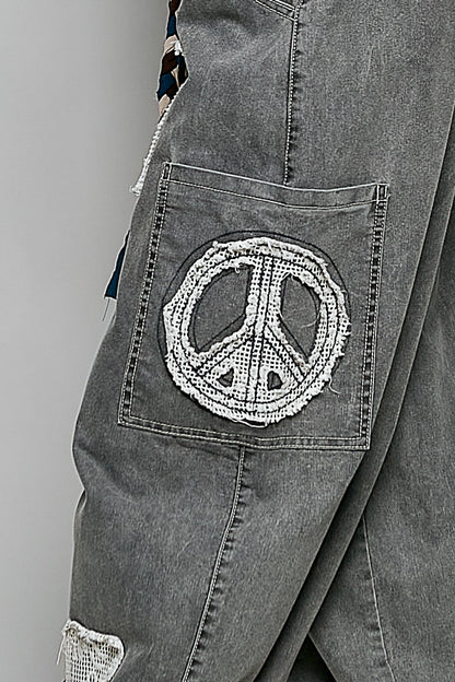 Charcoal Peace Applique Pant