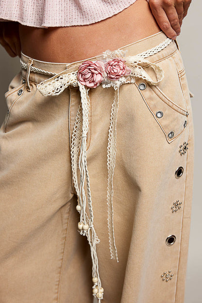 Crochet Lace and Flower Belt