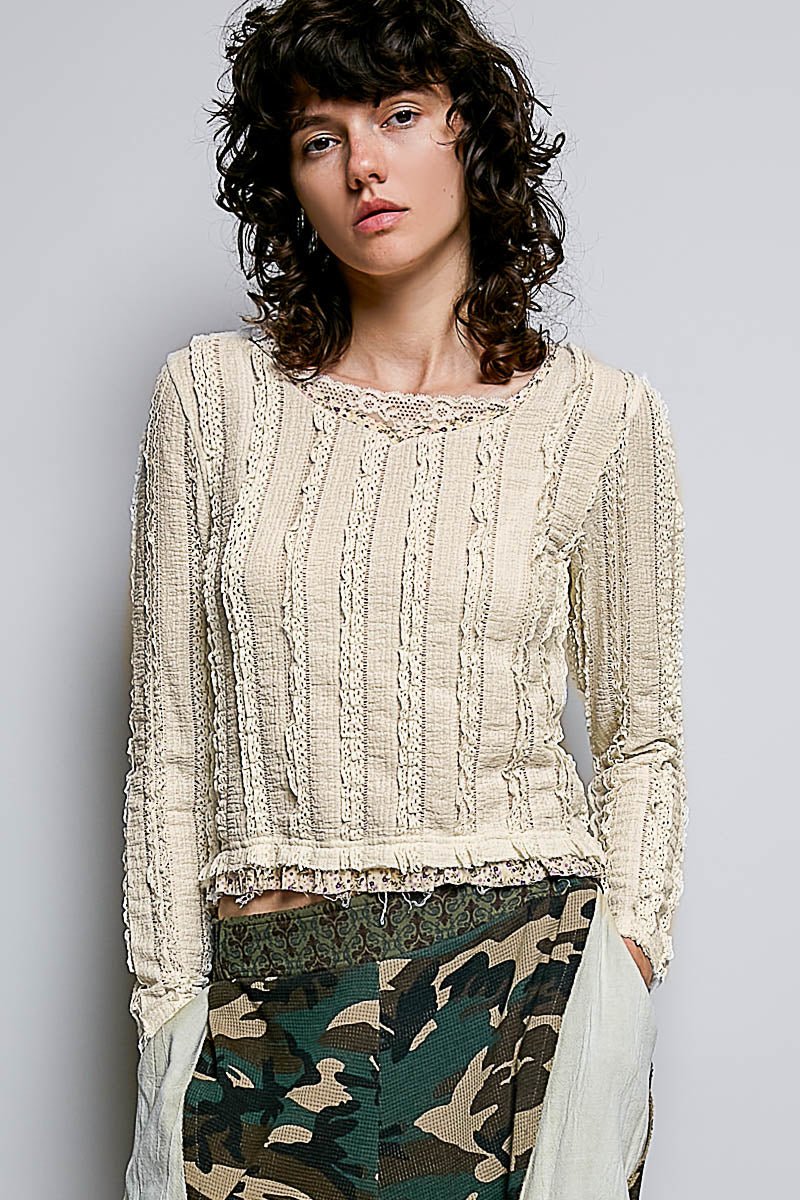 Cream Lace Detail Top - Vintage Vault Boutique