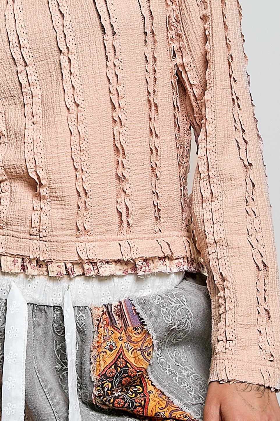 Pink Lace Detail Top - Vintage Vault Boutique