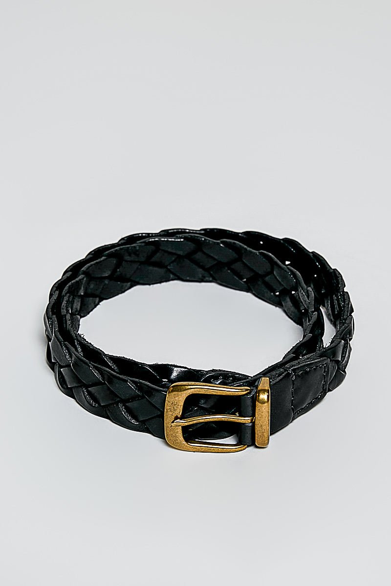Braided Leather Belt Slim Width - Vintage Vault Boutique