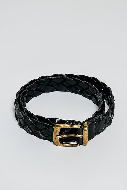 Braided Leather Belt Slim Width - Vintage Vault Boutique