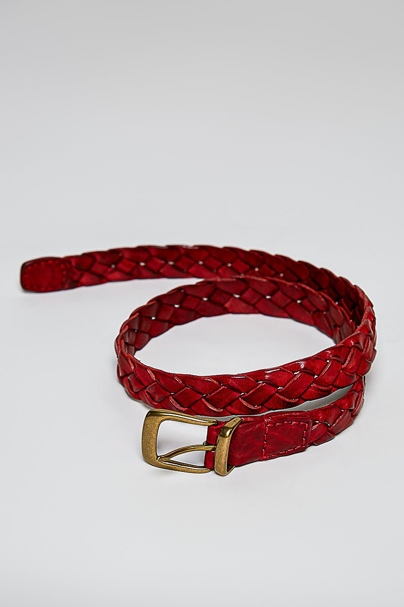 Braided Leather Belt Slim Width - Vintage Vault Boutique