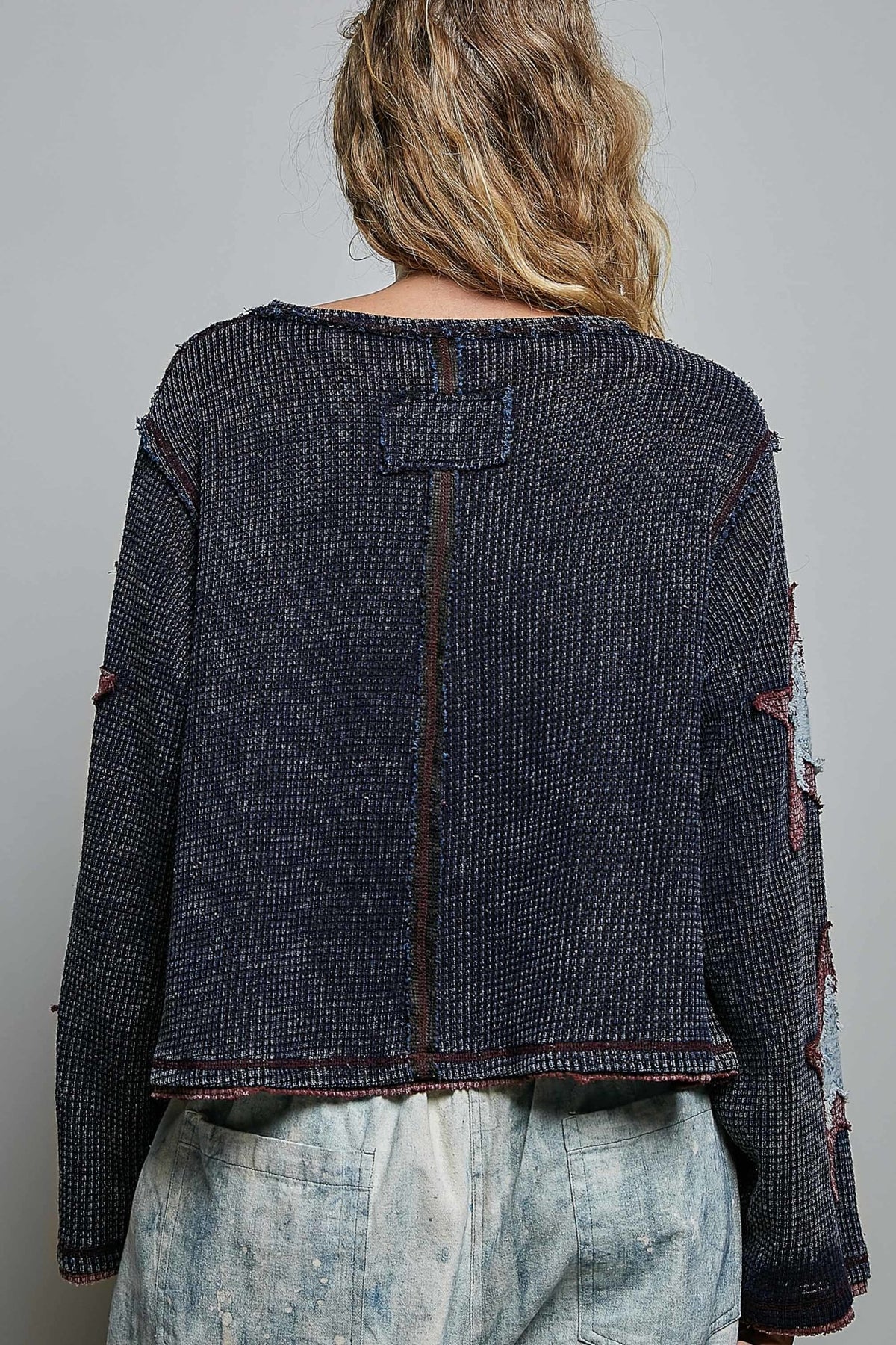 Indigo Waffle Star Top - Vintage Vault Boutique