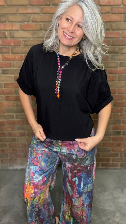 Black Simple Pull On Top - Vintage Vault Boutique
