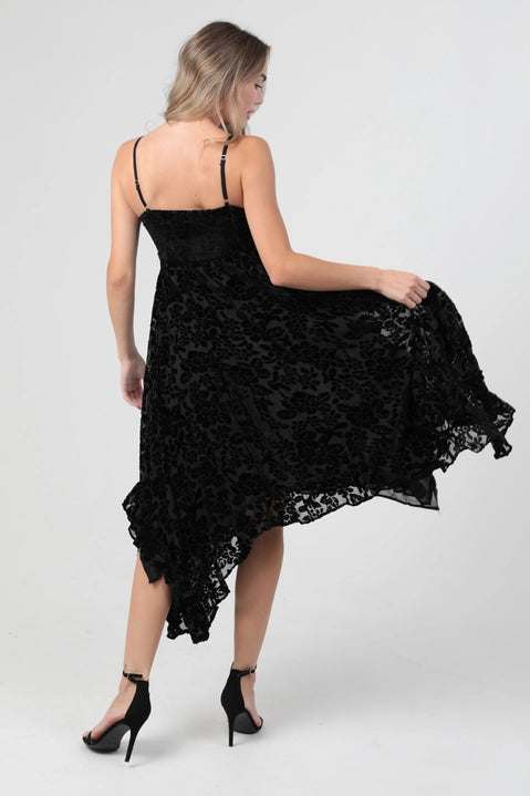 Black Velvet Burnout Dress