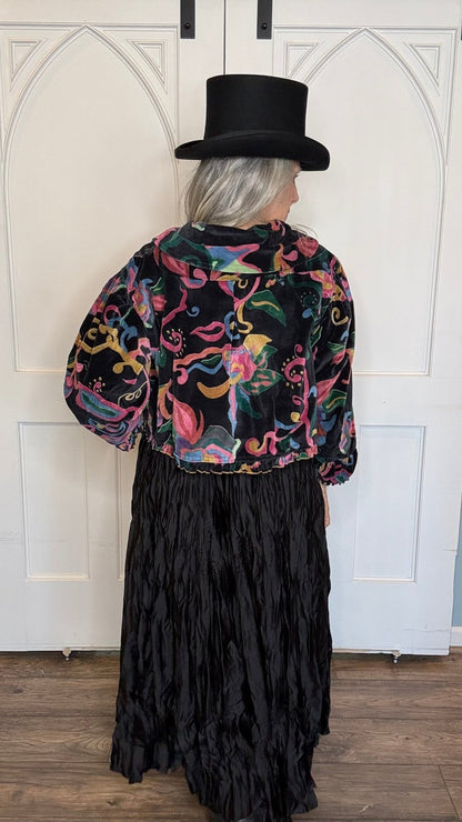 Black Velvet Crop Jacket - Vintage Vault Boutique