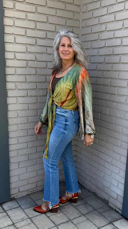 Orange/Green Tie Dye Shrug Cardigan