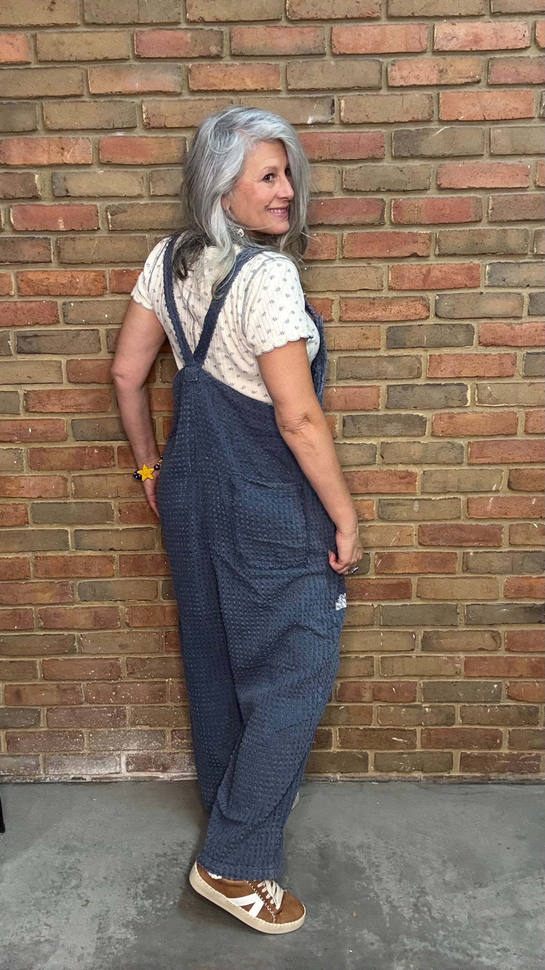 Indigo Textured Overall Pants