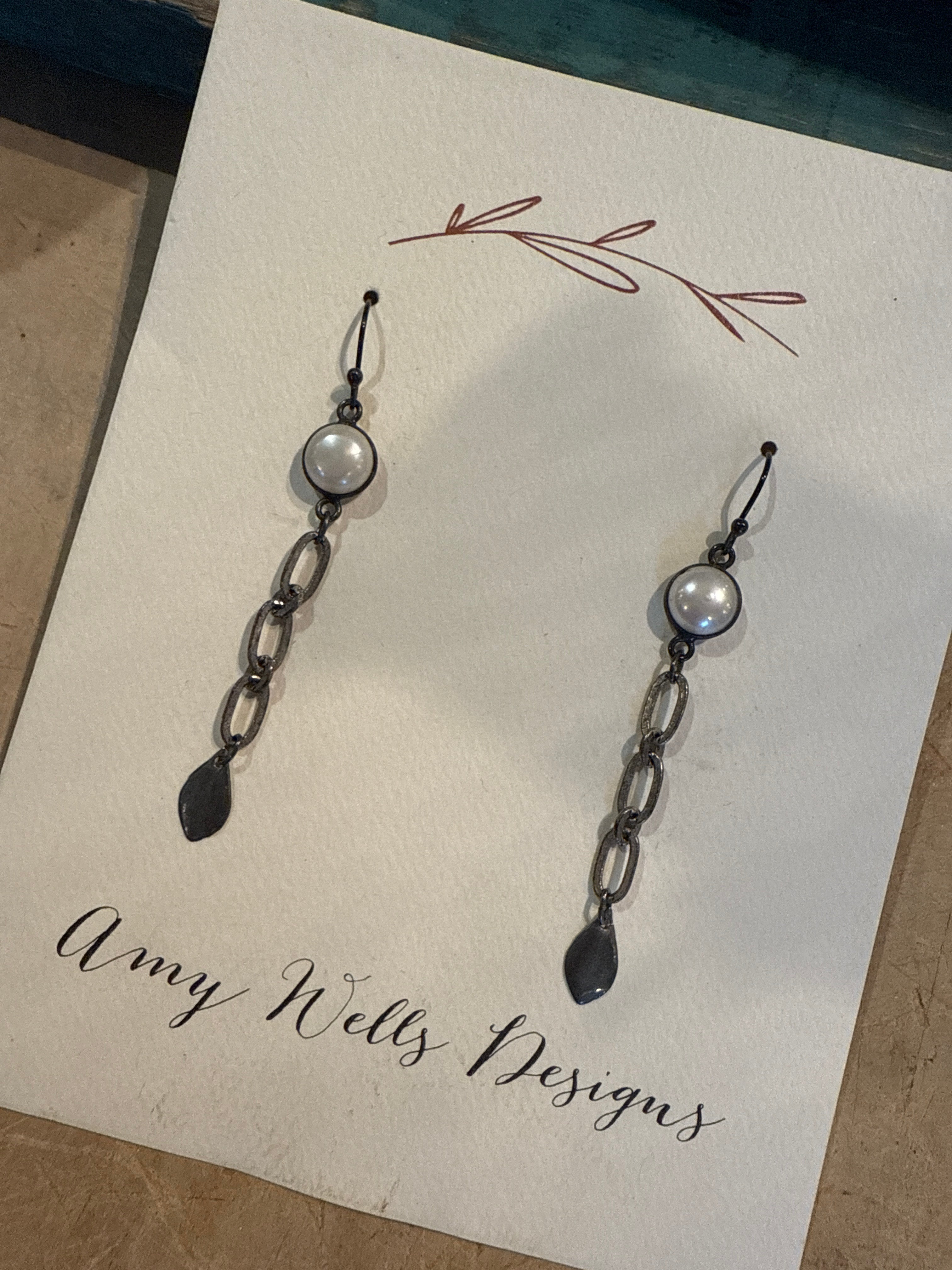 Freshwater Pearl Bezel Earrings