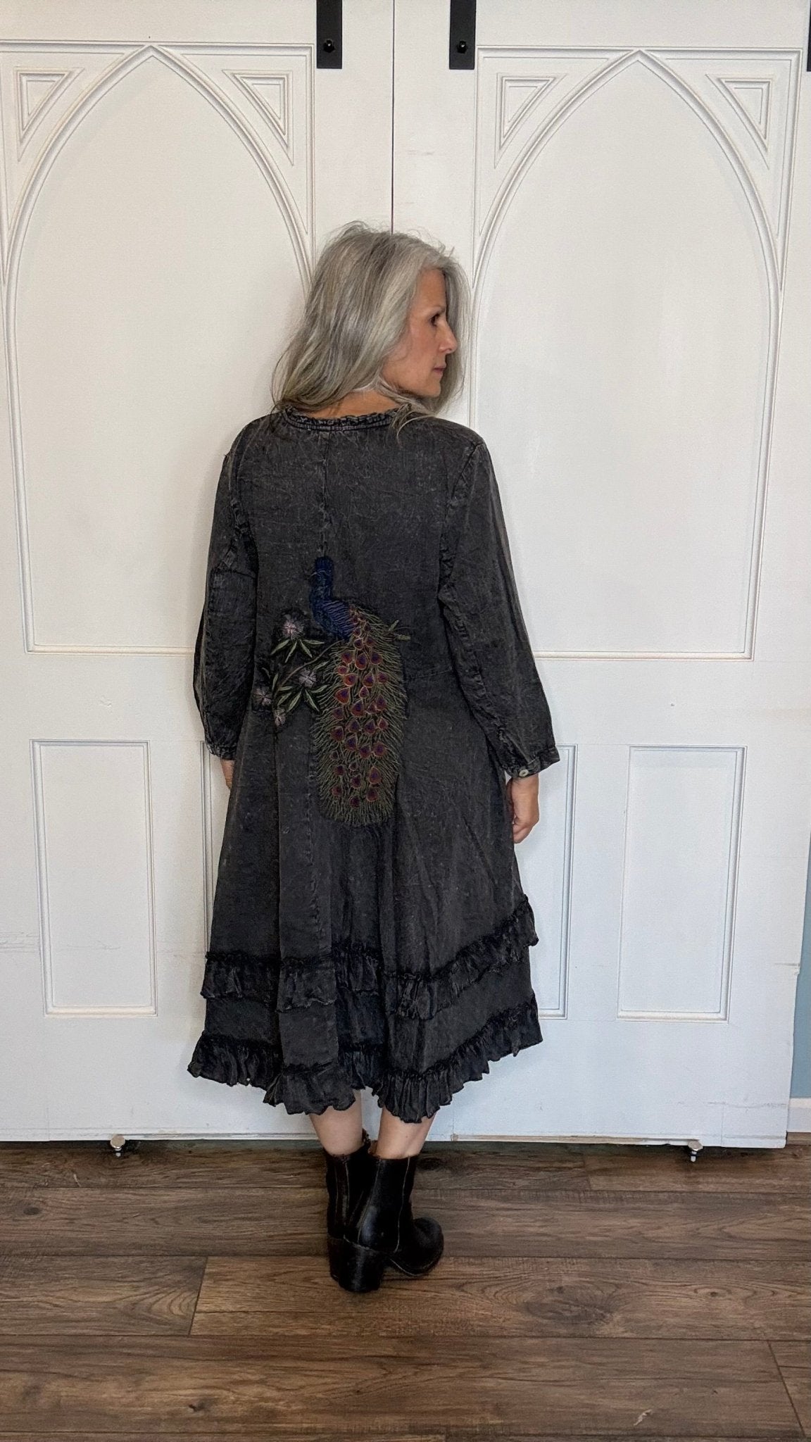 Peacock Knee Length Jacket - Vintage Vault Boutique