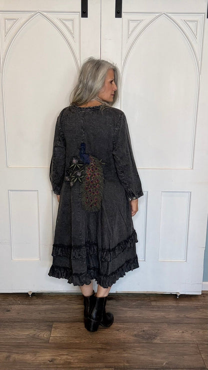 Peacock Knee Length Jacket - Vintage Vault Boutique