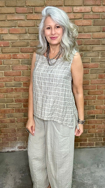 Moon Plaid Slit Side Tank - Vintage Vault Boutique