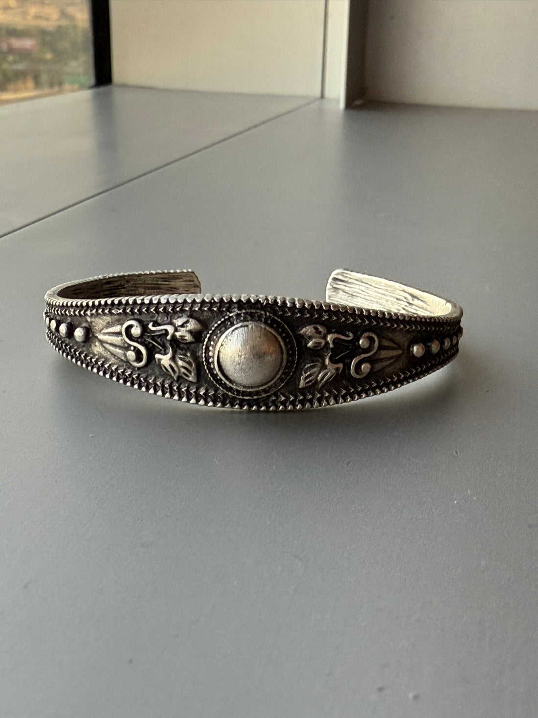 Turkish Silver Pearl Cuff Bracelet