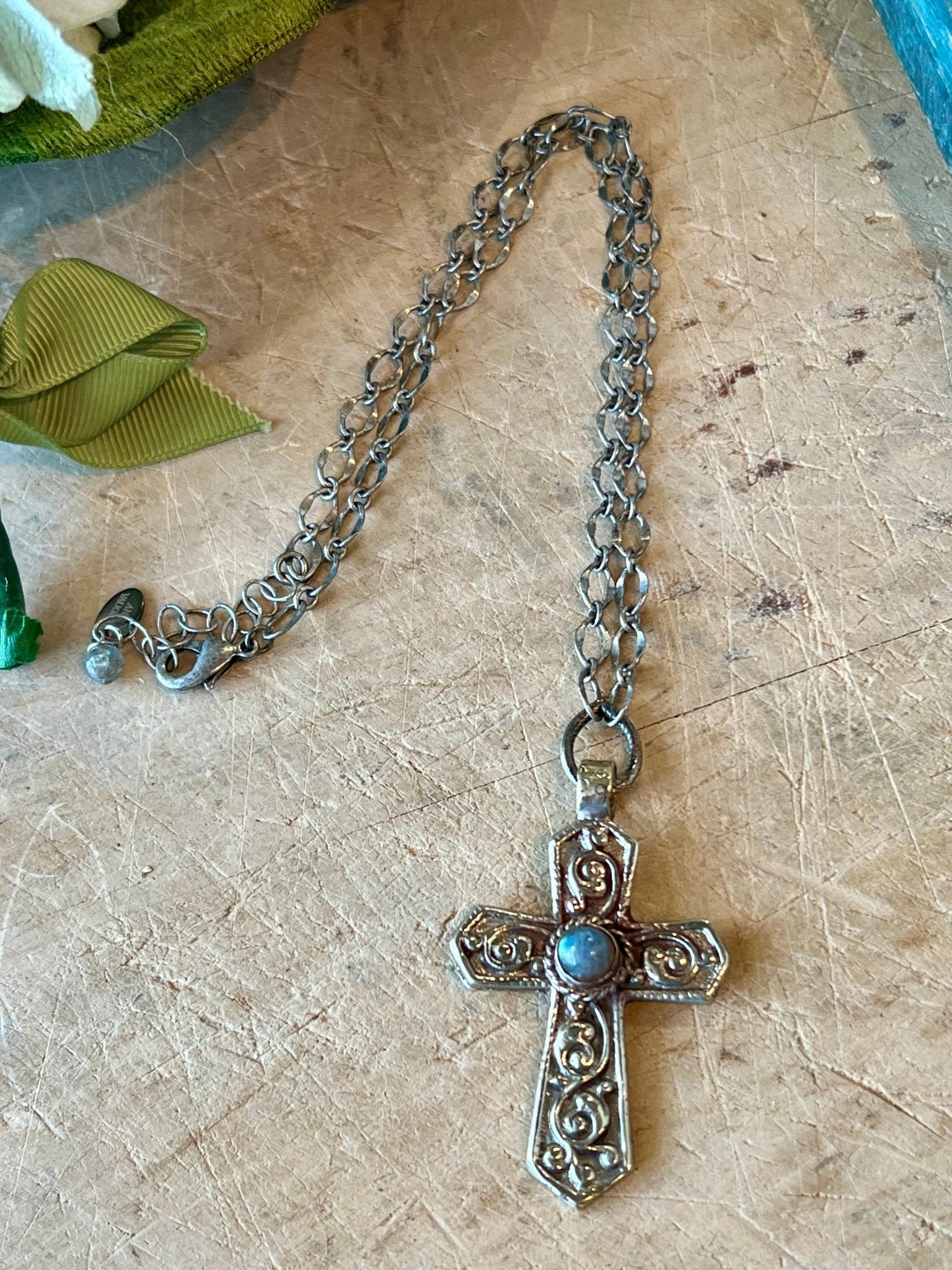 One of a Kind Cross Necklace N074 - Vintage Vault Boutique